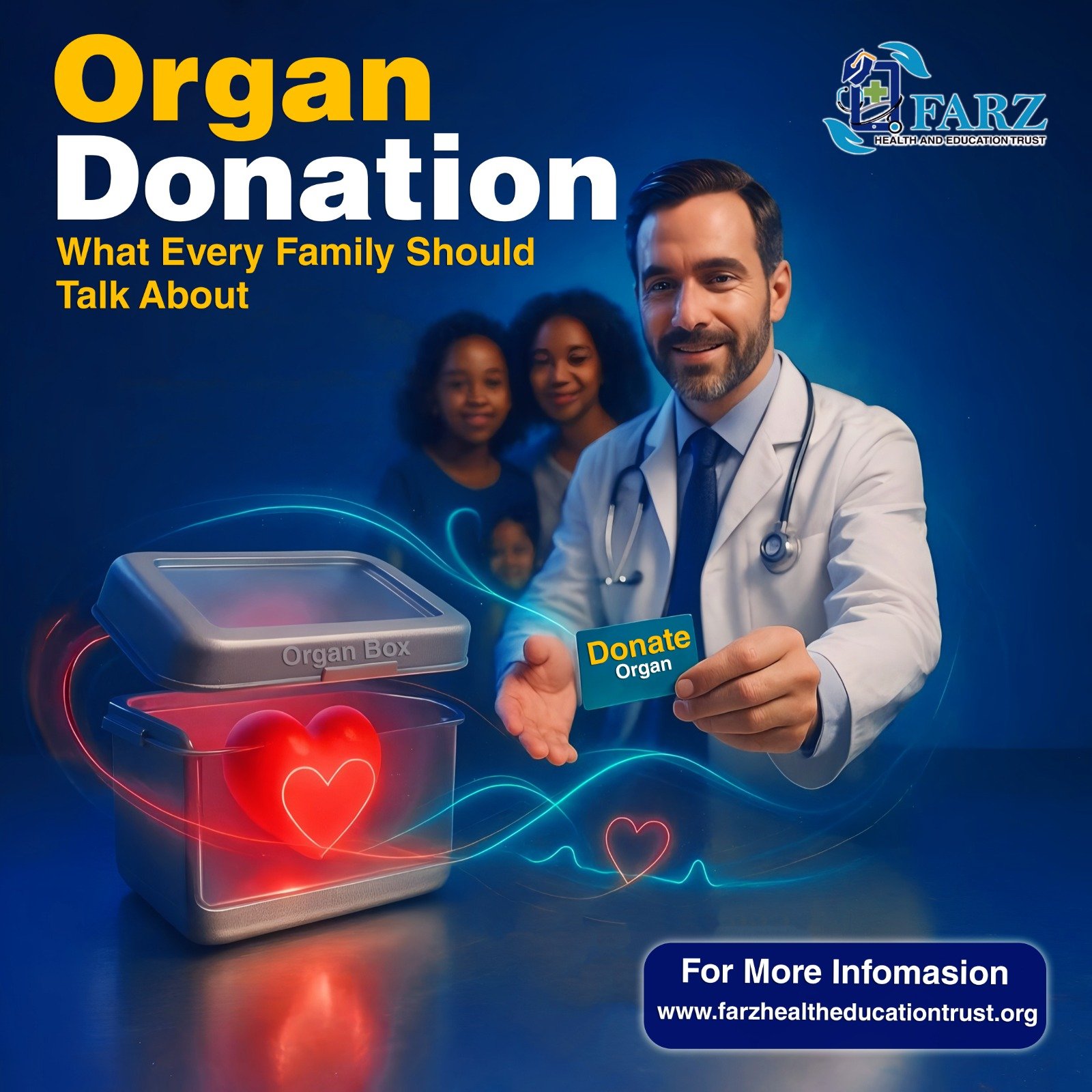 Family discussing organ donation at the dinner table in India