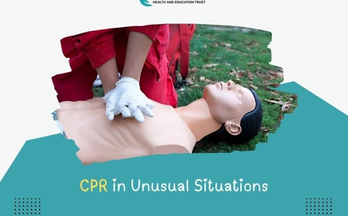 CPR training on a mannequin outdoors