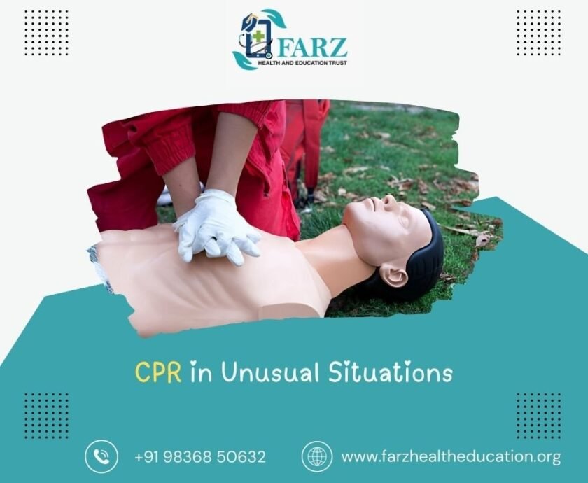 CPR training on a mannequin outdoors