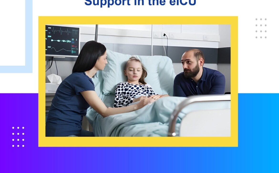 A family providing support to a young patient in an eICU.