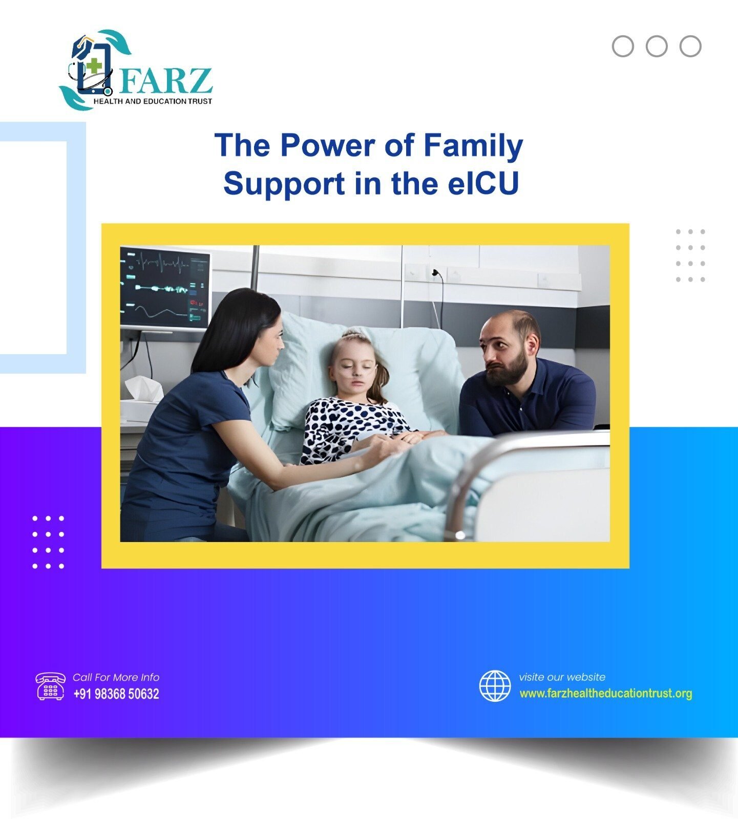 A family providing support to a young patient in an eICU.