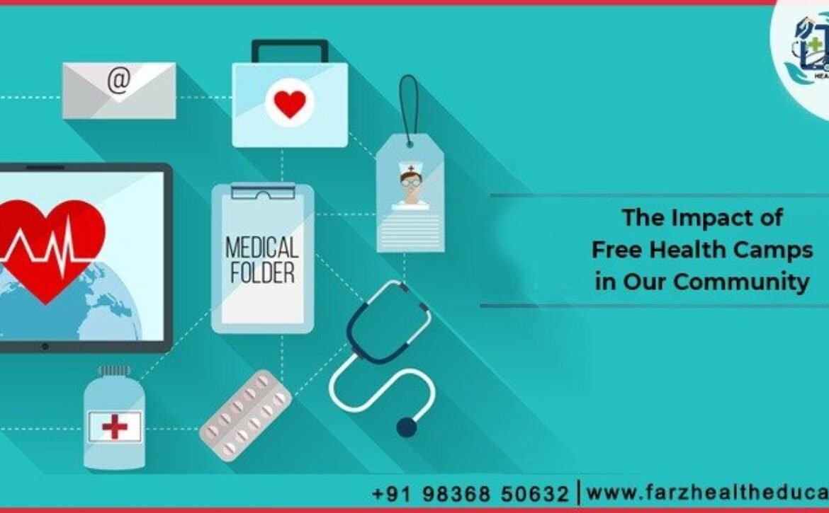 Illustration of various medical elements, including a heart monitor, medical folder, and stethoscope.