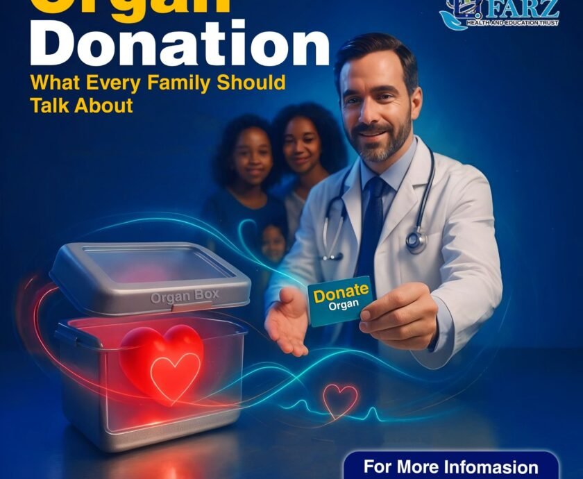 Family discussing organ donation at the dinner table in India
