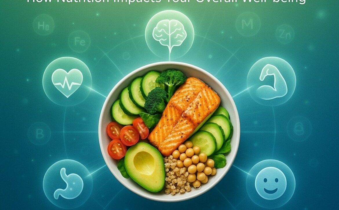 Person enjoying a balanced meal of grilled chicken, quinoa, and mixed vegetables, illustrating how nutrition impacts overall well-being.