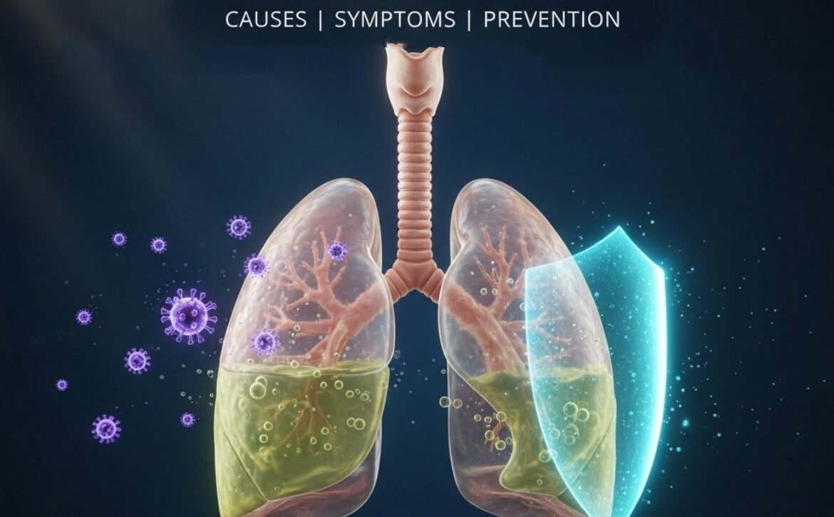 Doctor showing lung X-ray while explaining causes of pneumonia to a patient